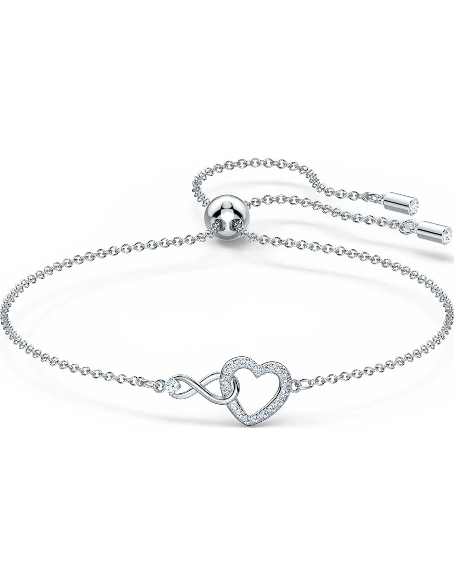 Picture of Swarovski Infinity Heart Bileklik, Beyaz, Rodyum kaplama
