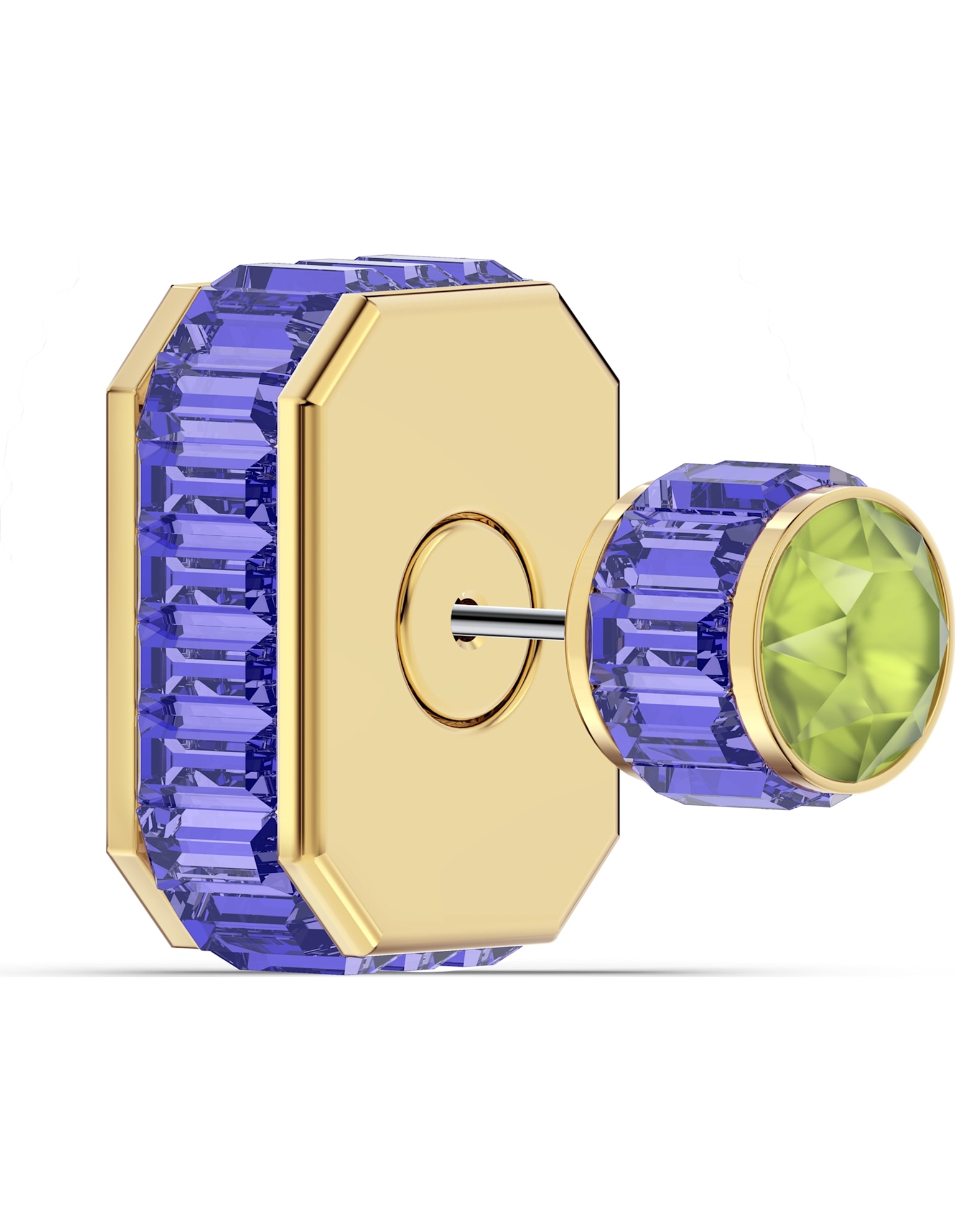 Picture of Orbita Küpe, Tek, Sekizgen kesim kristal, Çok renkli, Altın rengi kaplama