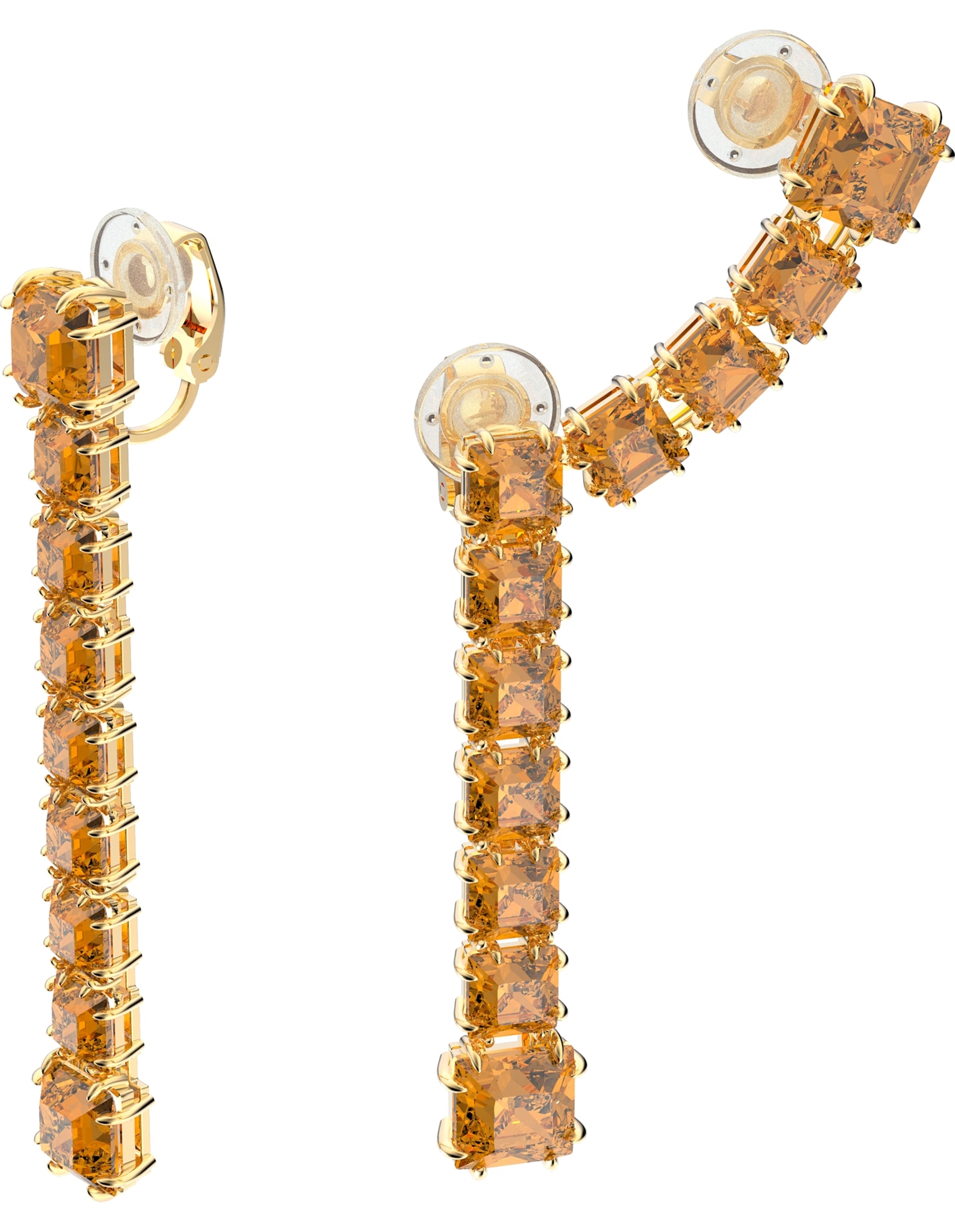 Picture of Millenia Küpeler, Kare kesim kristaller, Sarı, Altın rengi kaplama