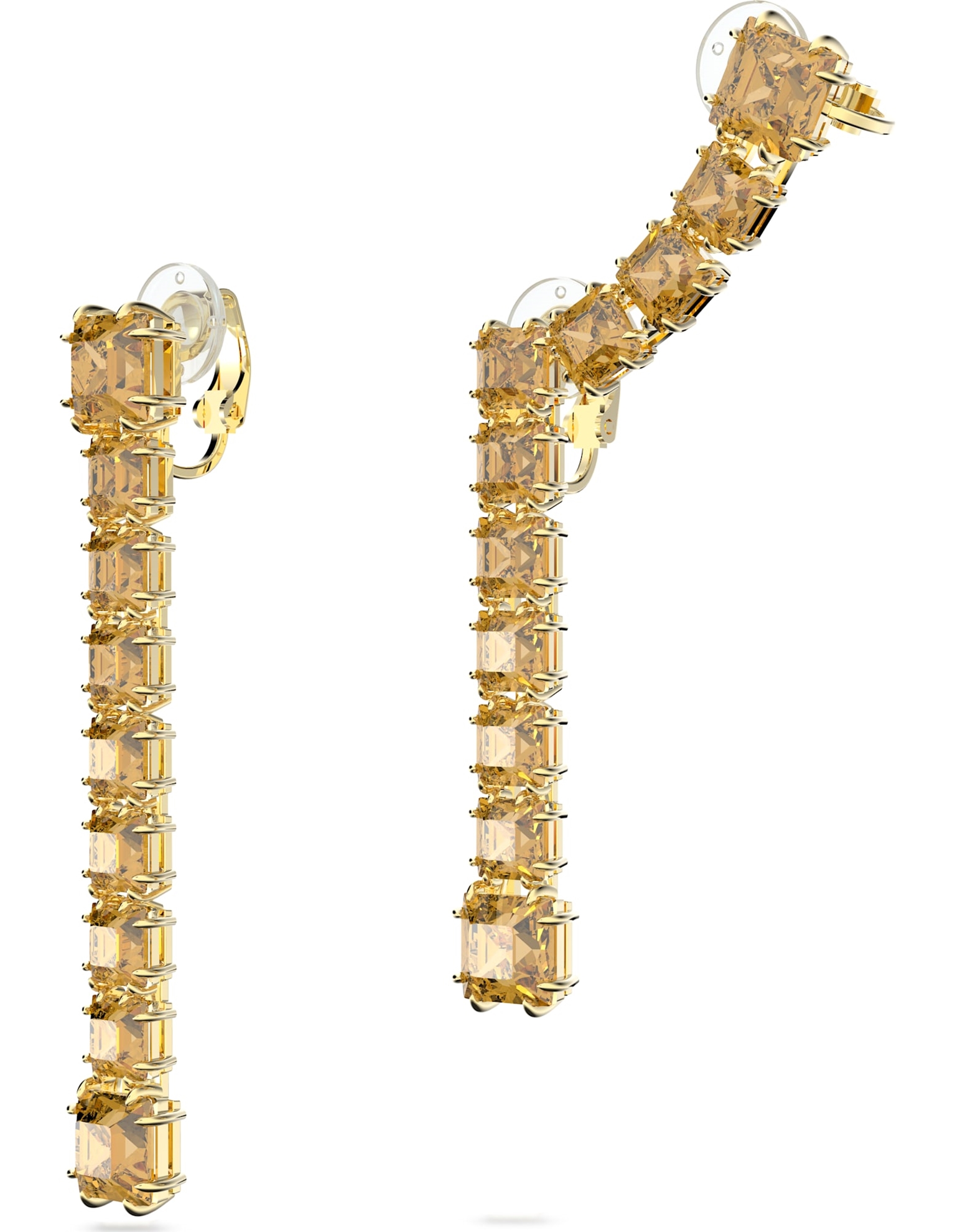 Picture of Millenia Küpeler, Kare kesim kristaller, Sarı, Altın rengi kaplama