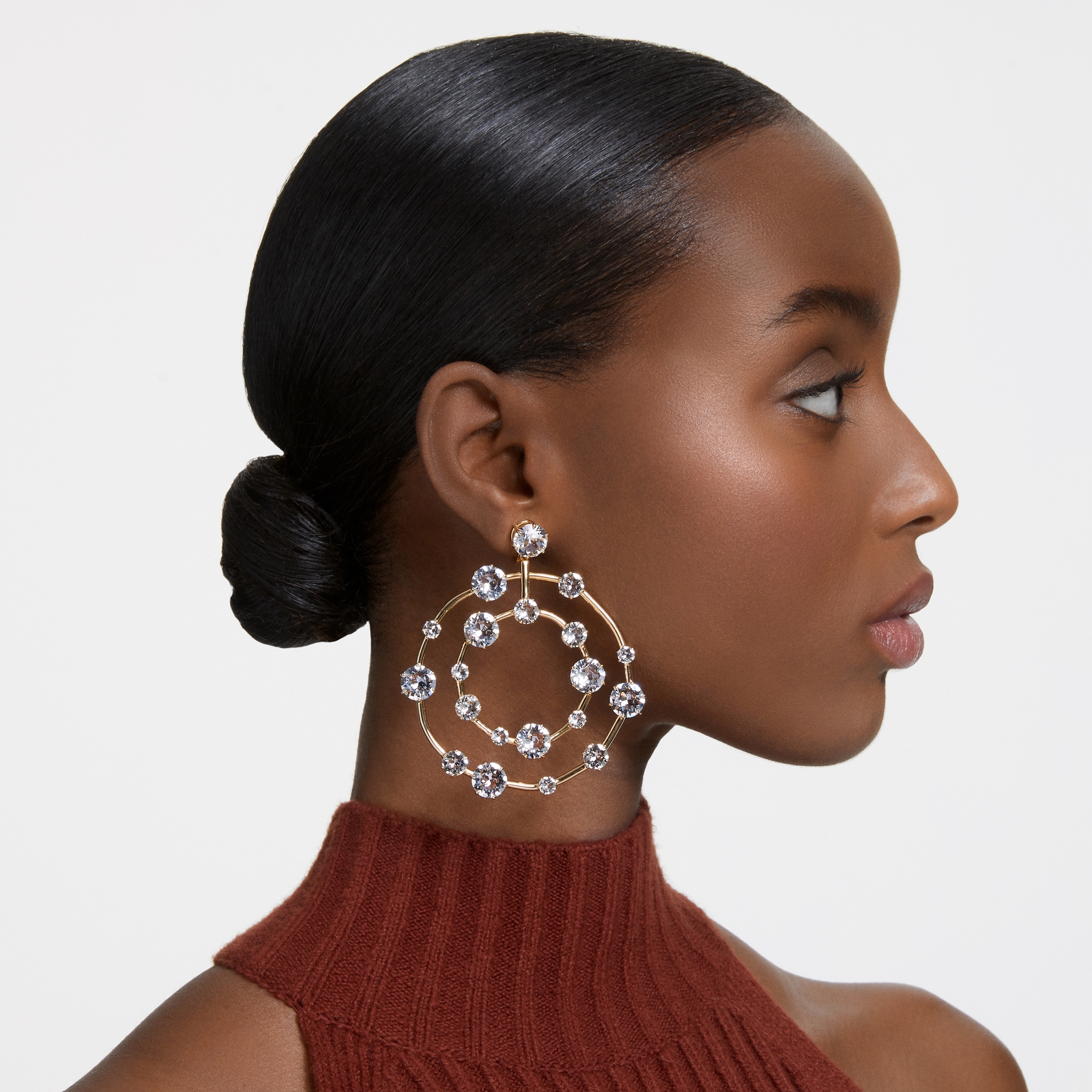 Double Hoop Pave Clip On Earrings in Silver – Aiori